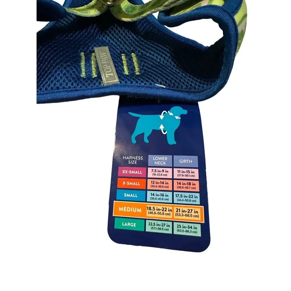 Top Paw Adjustable Comfort‎ Fashion Harness Green Limes Size Large